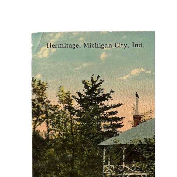 Antique 1917 Litho Ephemera Postcard Hermitage Michigan City Ind CT Photochrom - Picture 3 of 8